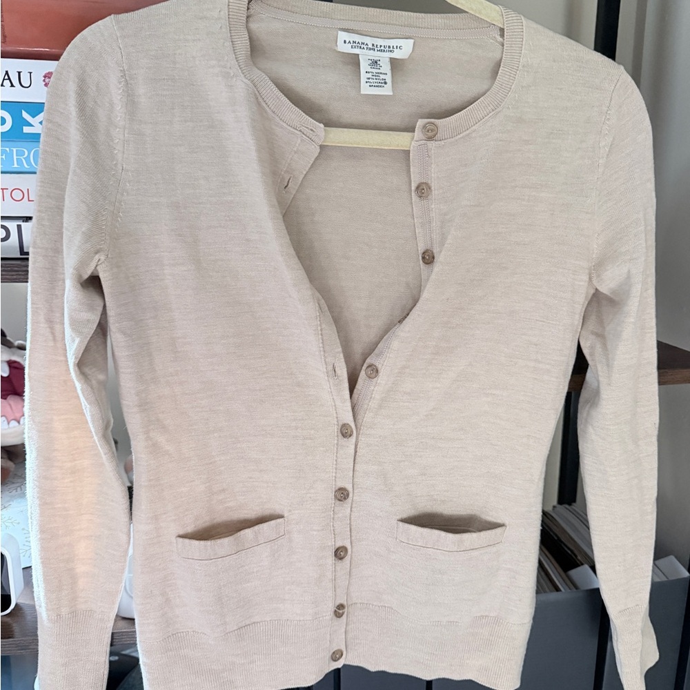 A New Day Women's Beige Cardigan Sweater 100% cashmere wool